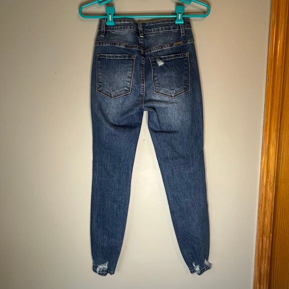 KanCan Medium Wash Distressed Button Fly Jean Jegging Size 1 /24 - Picture 4 of 12